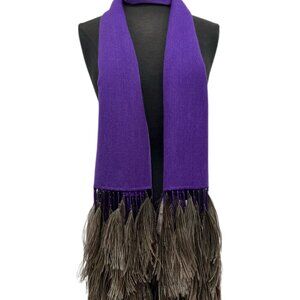 Anna Trzebinski Ultra Violet Pashmina With Ostrich Father Trim
